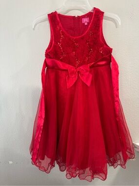 Kids pinky girls Red lace babydoll dress with bow detail Zise 10